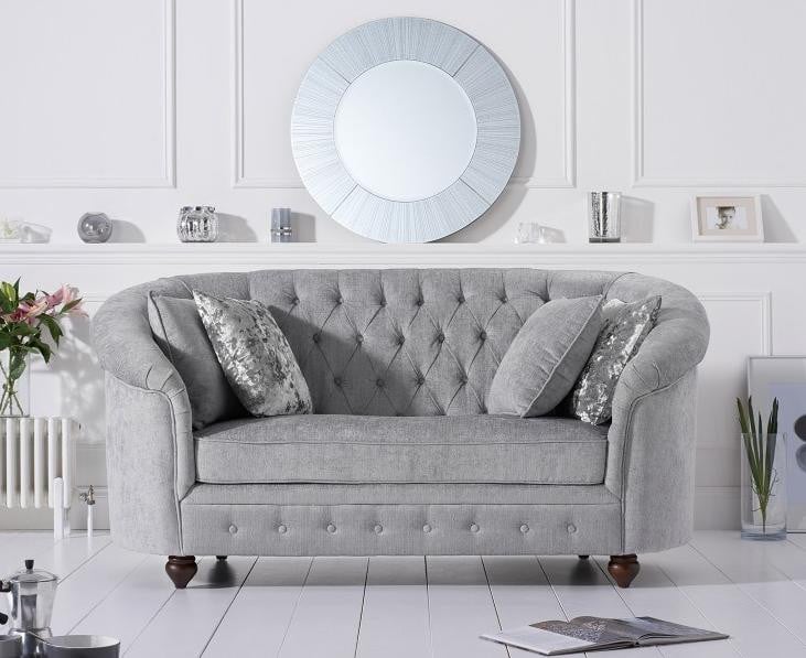 Jvmoebel Landhaus Designer Chesterfield Sofa in Grijs Textiel