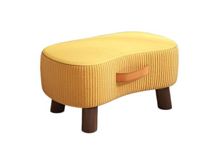 GTOULHH Sitzhocker Ottoman Hocker Fußhocker, Niedlich Geformter Kleiner Hocker Mit Holzrahmen, Tragbarer Griff Moderne für Wohnzimmer(Yellow)