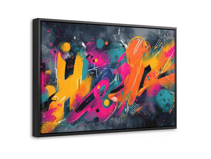 LEINWAND Bilder mit Rahmen - Abstrakt - Graffiti - Farbenfroh - Farbspritzer - 30x20
