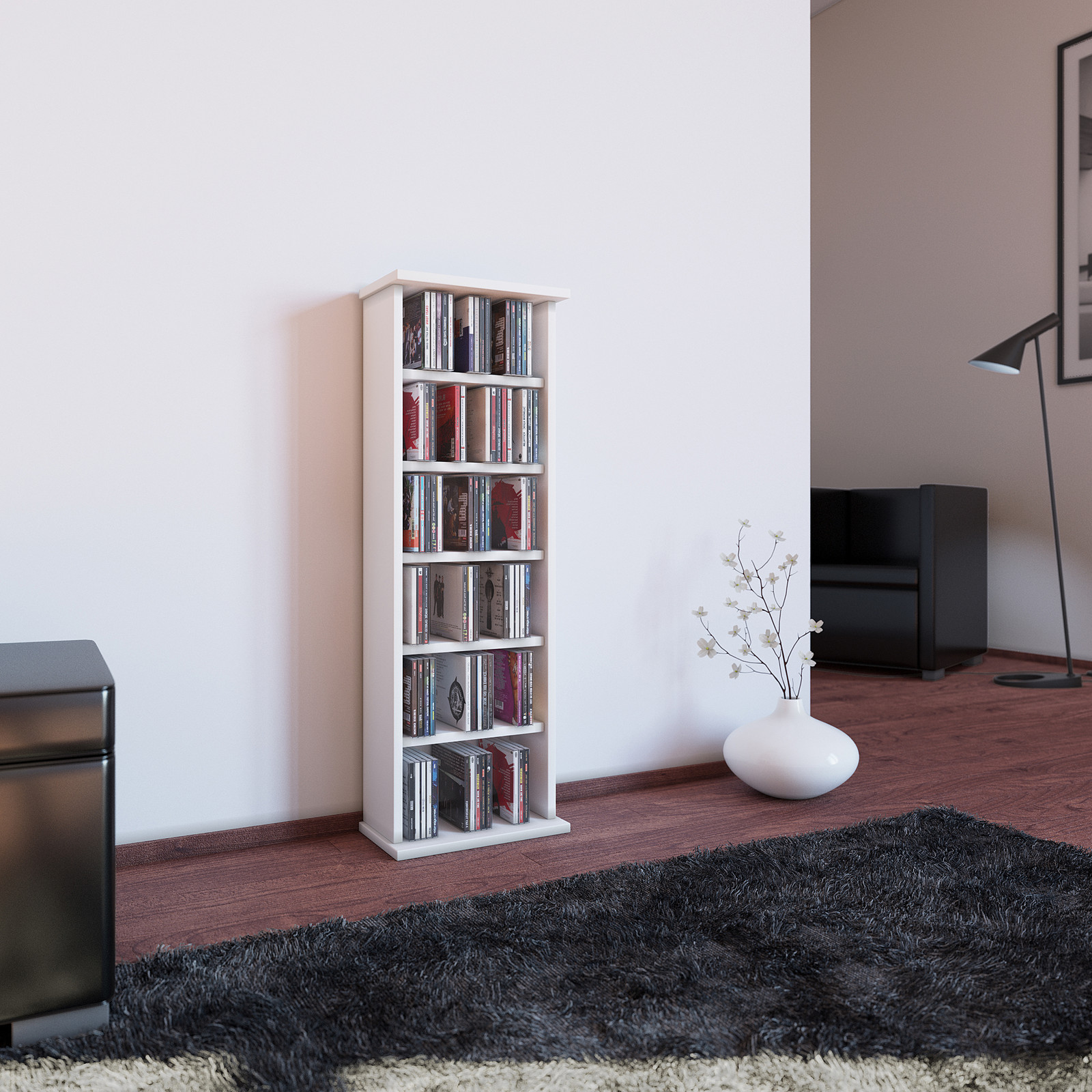 home24 Vostan Cd-rek wit/wit, B/D/H: 31 x 18 x 92 cm