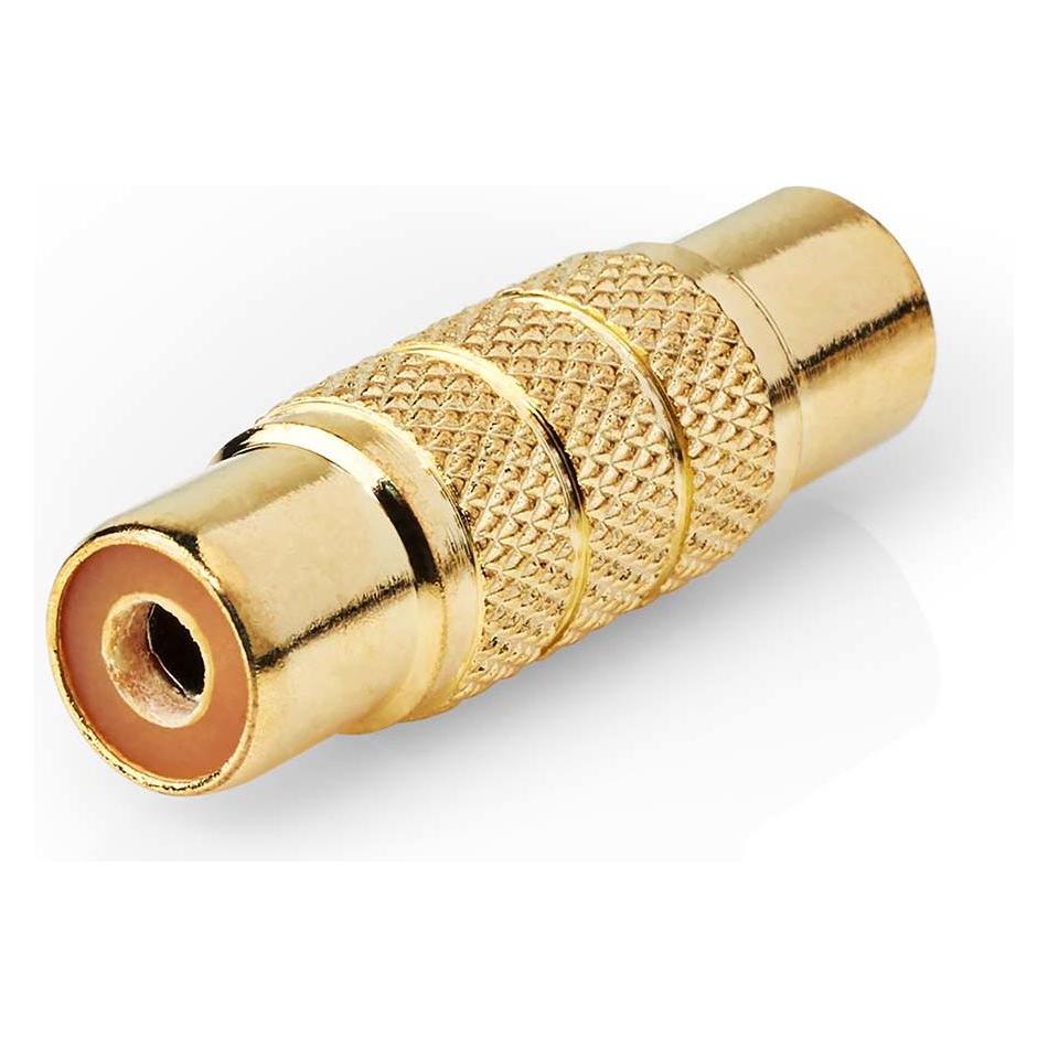 Nedis Mono-Audio-Adapter | Cinch Buchse | Cinch Buchse | Vergoldet | Gerade | Metall | Metall | 1 St (Winkeladapter) (CABW24950AT)