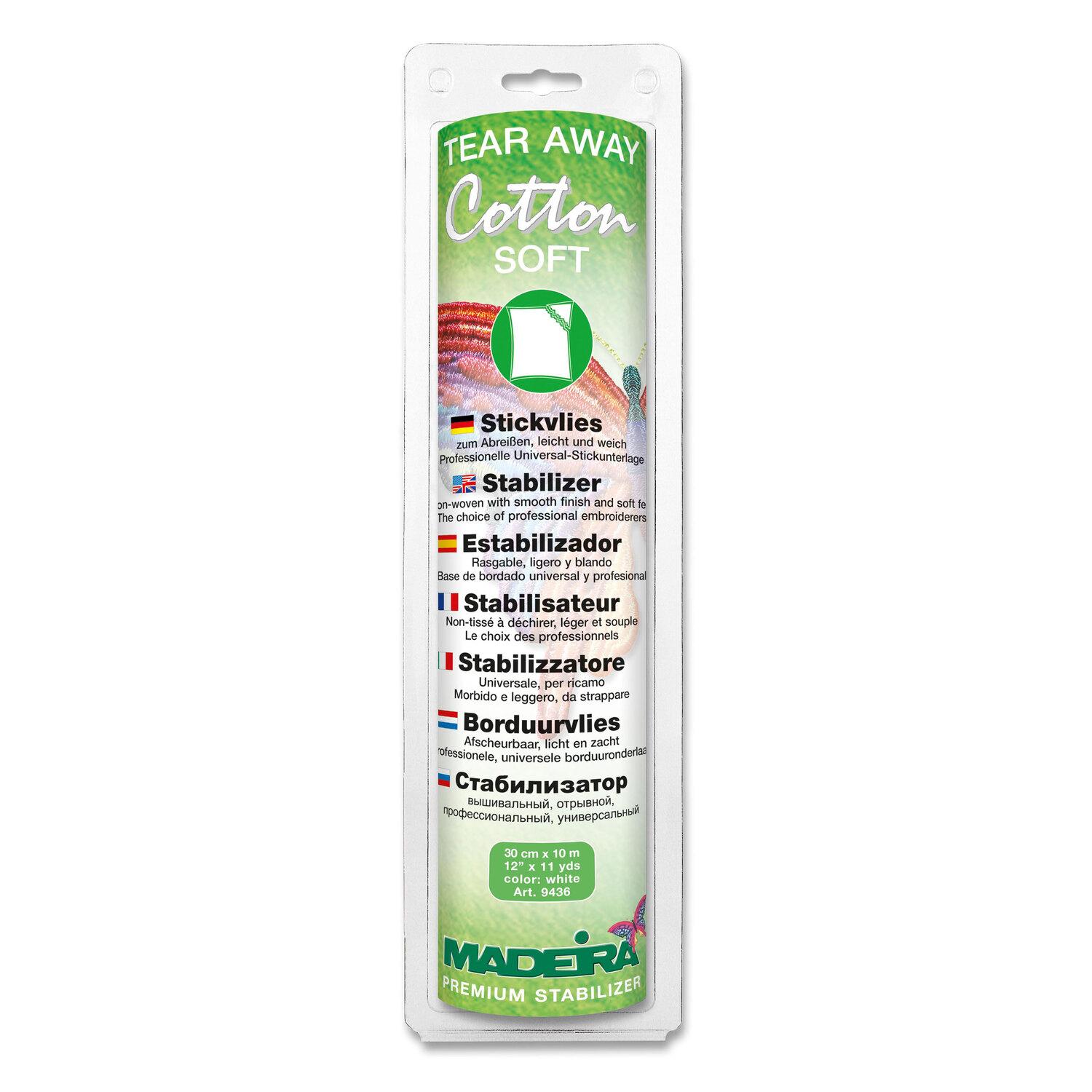 Madeira Stickvlies "Cotton Soft", weiß, zum Abreißen, 10-m-Rolle