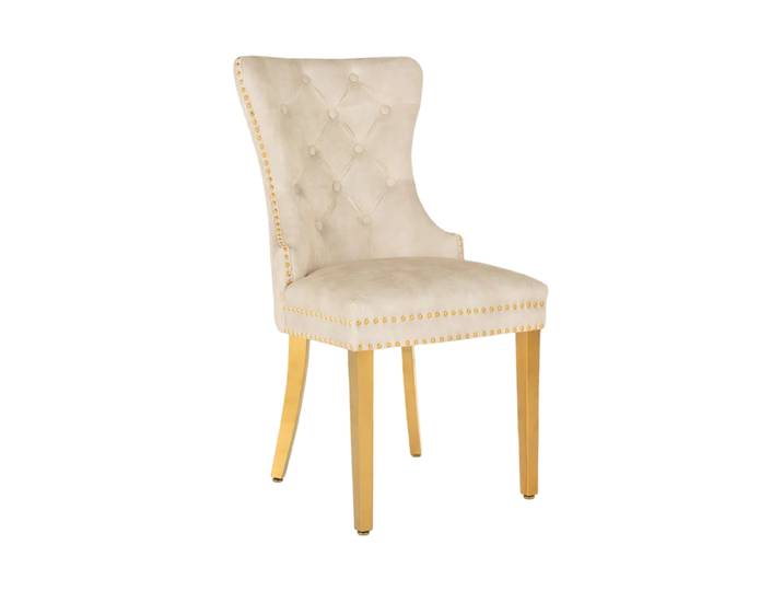 Design Esszimmerstuhl „Castle“ mit Löwenkopf Samt Gold / Beige Invicta Interiors