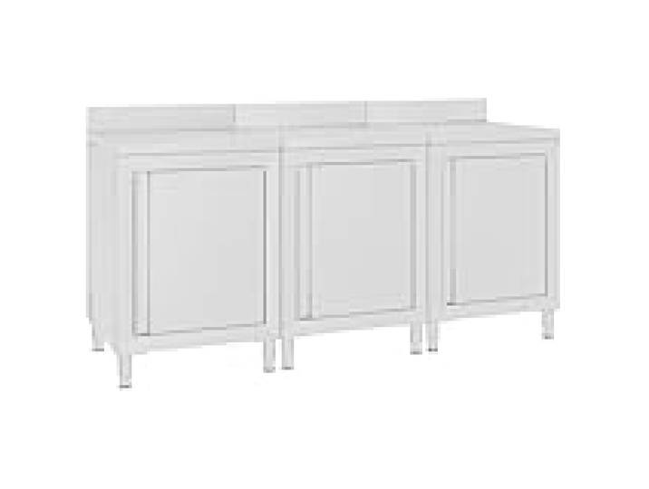 Helloshop26 Table de Travail Commerciale avec Armoire 180 x 60 x 96 cm Acier Inoxydable 02_0001901