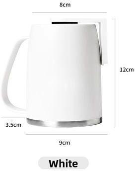 Uplift Picks Magnetic 304 Stainless Steel Mouthwash Cup With Wall Holder And Handle white