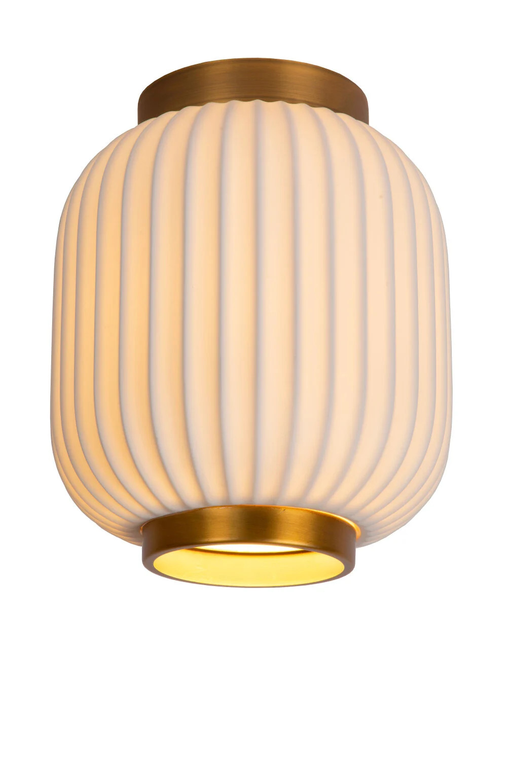 Lucide GOSSE Plafonnière Wit en Goud/Messing - Ø 19,5 cm - E27