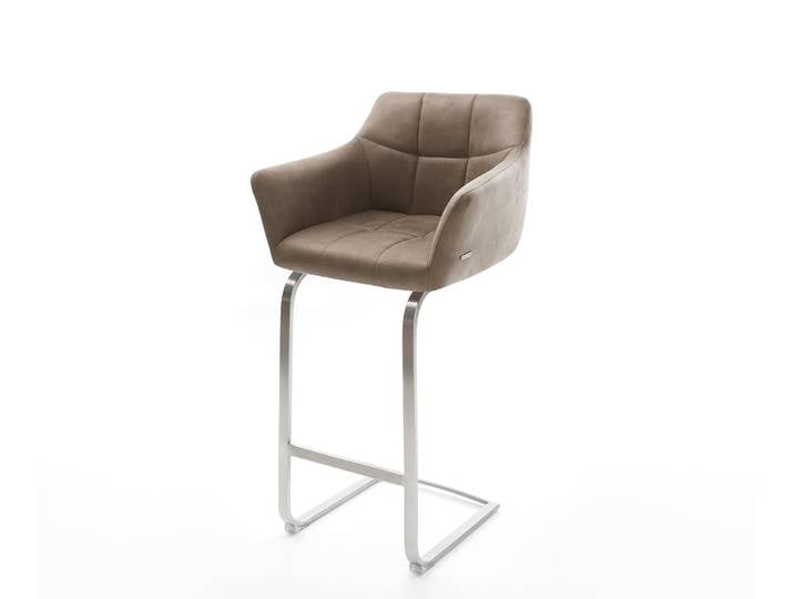Chaise de bar Yulo Flex vintage taupe cantilever plat acier inoxydable