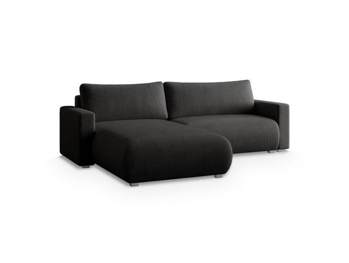 ECKSOFA TURIN P Schwarz Kordstoff mit Schlaffunktion