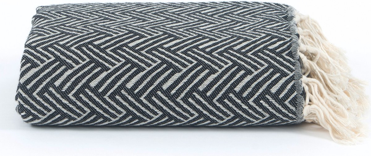 Lantara Vienna Plaid Deken van Wol - Zwart - 160 x 250 cm