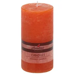 Stumpenkerze Raureif 15 cm Wachs Orange XL (Extra Large)