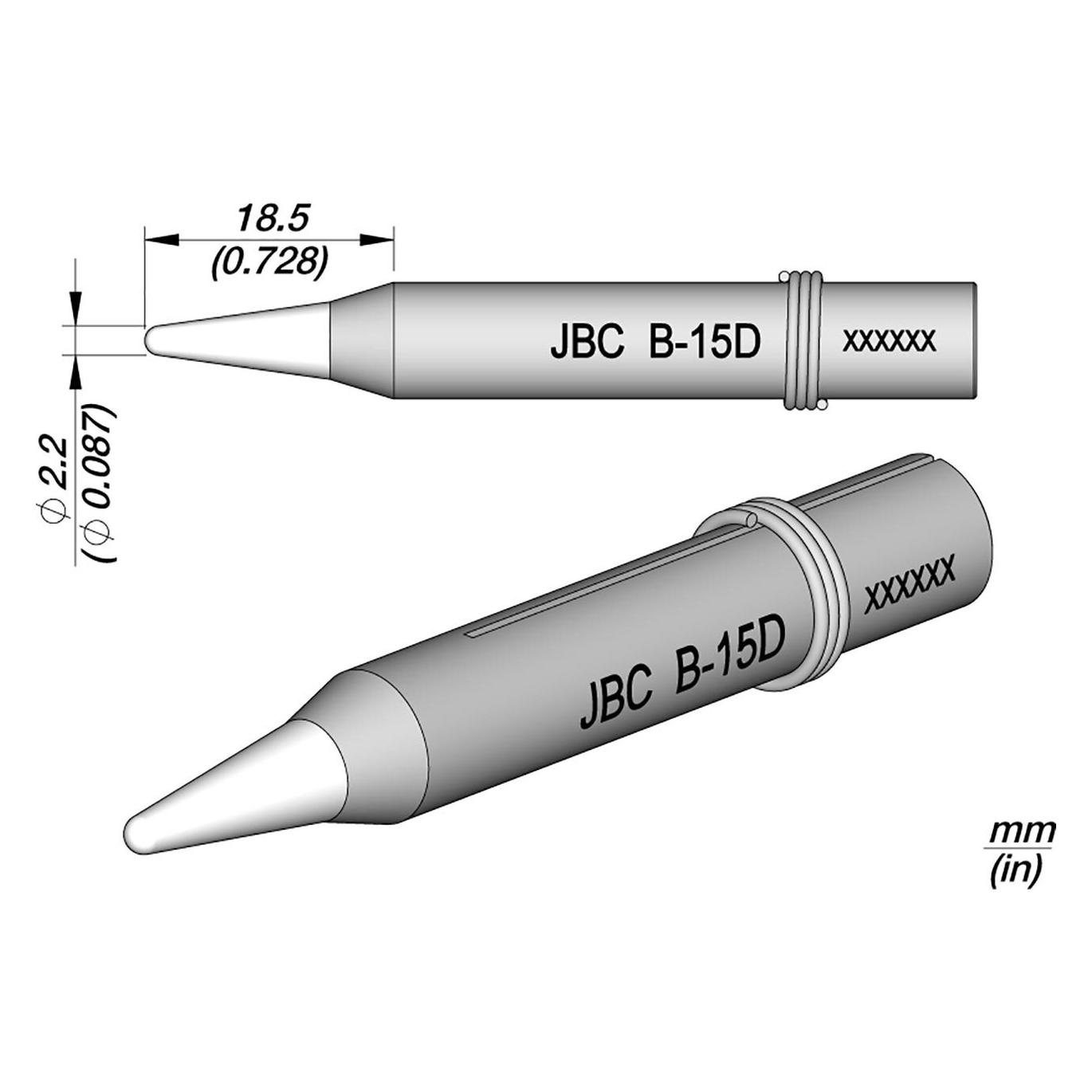 JBC Lötspitze für 30ST/40ST/SL2020 und IN2100, B-15D (Lötspitze) (300400)