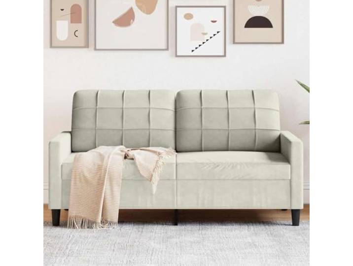 HEFZGDB Creme Samt 2-Sitzer Sofa 140 cm Breite Modernes Wohnzimmer Sitzmöbel Metallgestell Bequem Polsterung Weich Komfort Entspannung Lesen Fernsehen Stabilität Hingucker Design