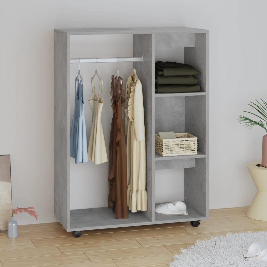 Ebern Designs Ayanda Manufactured Wood Wardrobe Concrete Grey 110cm H X 80cm W X 40cm D