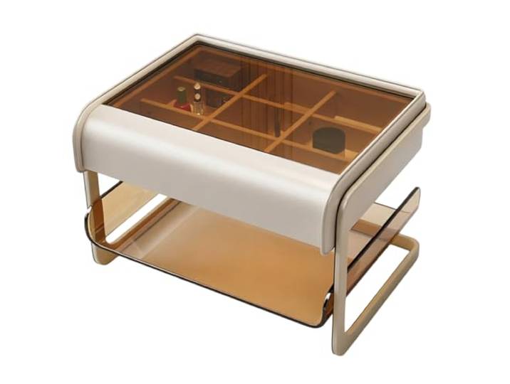 YANG11FAN Vielseitig Nachttisch mit Organizerfach(Beige)