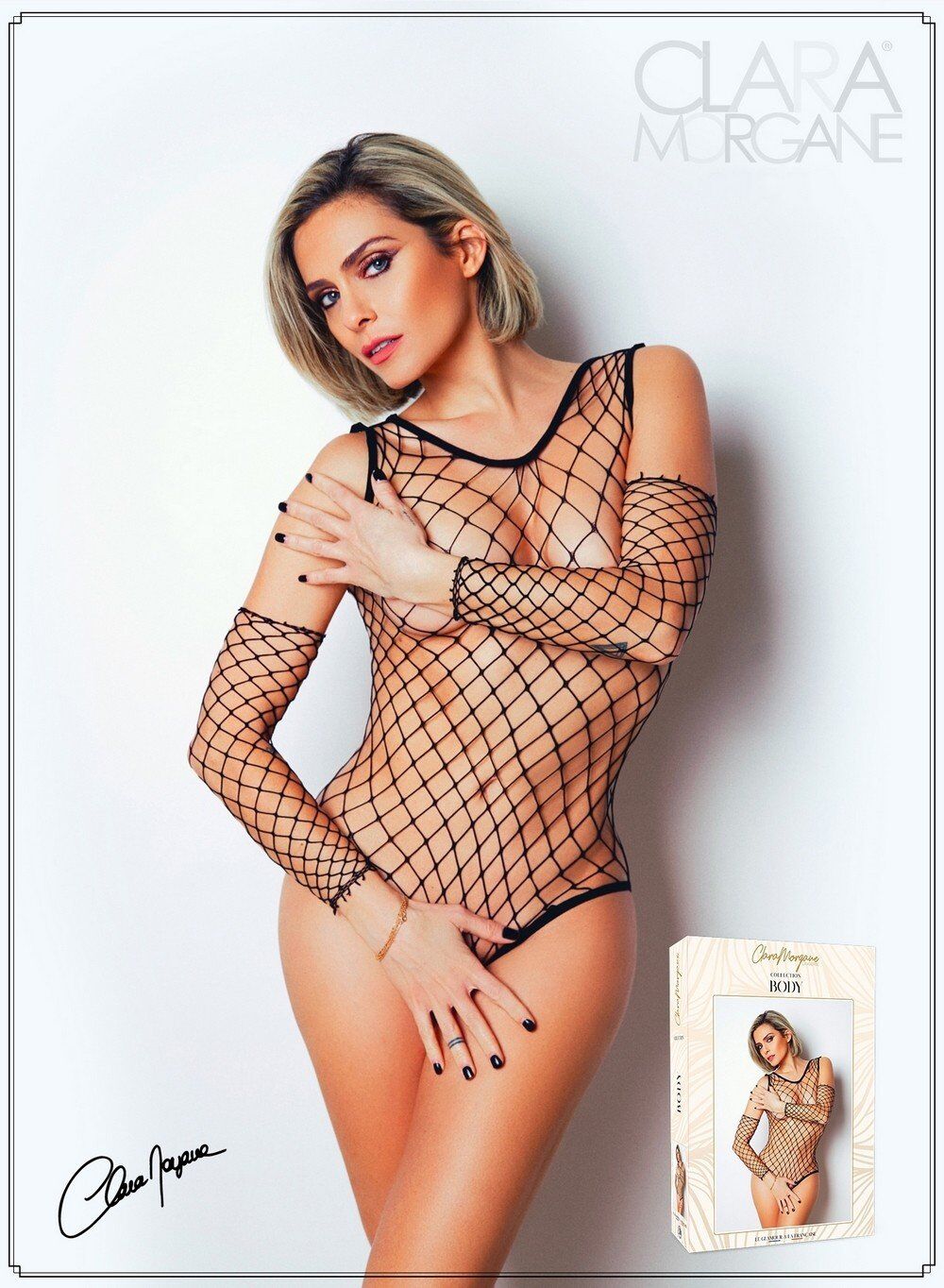 Clara Morgane Body noire fine résille - Le Numéro 3