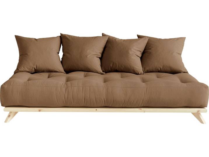 Daybett KARUP DESIGN Senza, Sofa, mit Futonmatratze, minimalistisch, massives Kiefernholz , braun (mocca, klarlackiert), B:200cm H:85cm L:90cm, Daybetten, Daybett, Handgefertigt, skandinavisches Design, vielseitig, schlichter Stil
