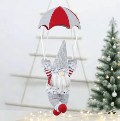 Inspire Picks Fun Santa Parachute Christmas Decoration Parachuting Santa Window Ornament gray