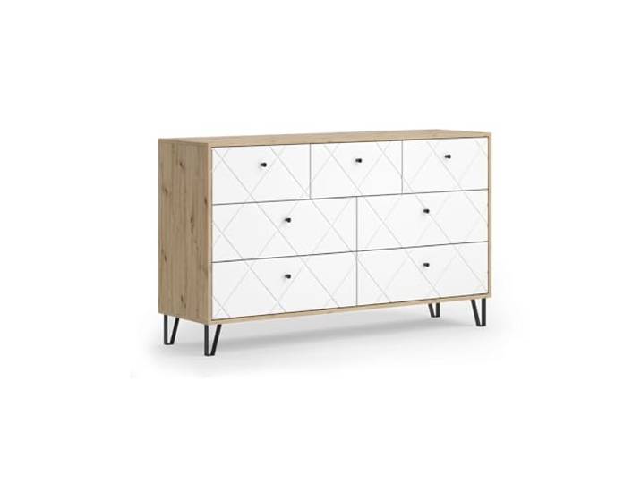 Vicco Kommode Nizza , Artisan-Eiche 140.2 x 82.6 cm mit 7 Schubladen, zur Nutzung als Ablagefläche neben dem Bett