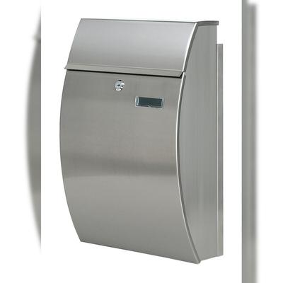 PROREGAL Edelstahl Wandbriefkasten | HxBxT 48,5x32,5x15cm | Einwurföffnung 24x4cm | Matt Edelstahl