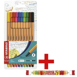 Stabilo 10er-Pack Fineliner »point 88 - Kreativ« inkl. Fruchtgummi »Mega Roulette« 45 g