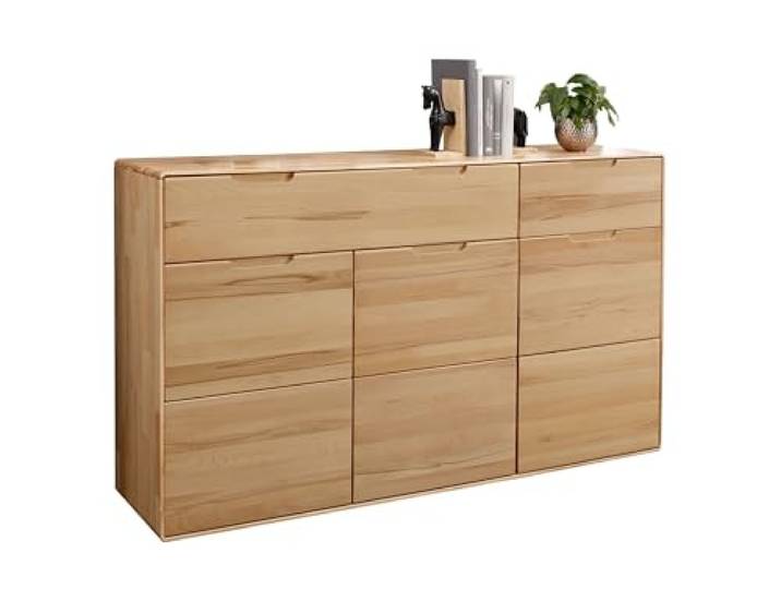 möbelando Sideboard >KM-0663< 3 Türen, 2 Schübe, Kernbuche massiv geölt - 149x91x40cm (BxHxT)