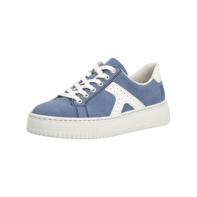 Plateausneaker RIEKER "Rieker Sneaker Lederimitat", Damen, Gr. 39, blau, Lederimitat, Schuhe Plateausneaker