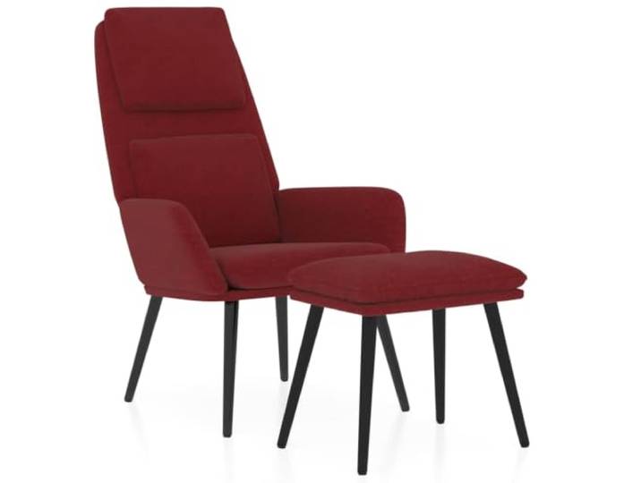 Relaxsessel mit Hocker Weinrot Stoff Metallrahmen,stabil,Armlehnen,atmungsaktiver Stoff,Hocker flexibel stellbar,Montageanleitung