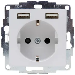 Kopp 296234006 HK07  UP-Schutzkontakt Steckdose m.2 USB-Ladebuchsen Farbe:grau