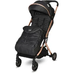 Lorelli Kinderwagen Myla Aluminiumrahmen Korb Fußsack klappbar mit Zusatzgriff schwarz gold