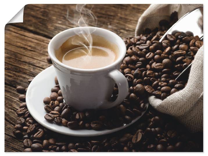 Wandbild ARTLAND Heisser Kaffee - dampfender Kaffee , braun (farbe bild(er): braun), B:60cm H:45cm, Bilder, Wandbild, als Alubild, Leinwandbild, Poster, Wandaufkleber in verschied. Grössen