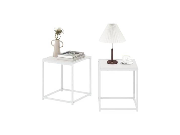 Furinno Camnus Modern Living Beistelltisch, Solides Weiß/Weiß, 2er-Set
