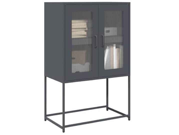 RJPLMFV Anrichte, hoch, Anthrazit, 68 x 39 x 107 cm, Stahl Geschlossene Aufbewahrung, Tür wendbar, Komfortgriffe, Wandbefestigung inklusive