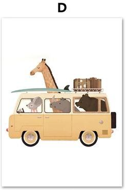 Uplift Picks Safari Animal Wall Art Kids Nursery Canvas Print Cartoon Animal Poster Decor d 15x20 Cm no Framed