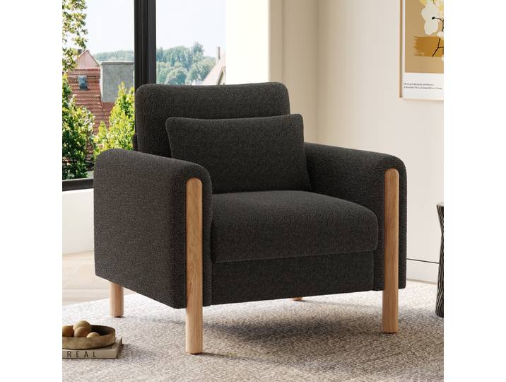 Fauteuil moderne avec coussin épais, fauteuil simple confortable avec rembourrage doux, pour salon, bureau ou chambre à coucher