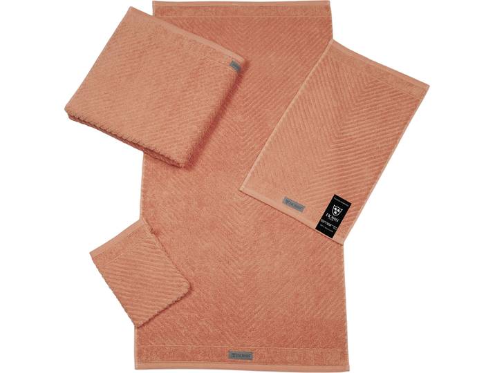 Waschhandschuh ROSS Smart , orange (nektarine), B:16cm L:21cm, Frottier, Handtücher, Waschhandschuh, Uni-Rippe mit Velourslabel