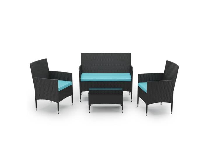 Gartenset Rattan MALIA schwarz/türkis
