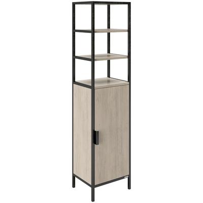 Hochschrank PLAYBOY "JULIE", schwarz (wild eiche, schwarz, matt), B:37cm H:150cm T:30cm, Holzwerkstoff, Metall, Schränke, Bad-Hochschrank Hochschrank, Breite: 37 cm