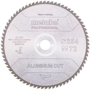 Metabo Kreissägeblatt Aluminium Cut Professional, 254 x 30mm, 72 Zähne, für Aluminium