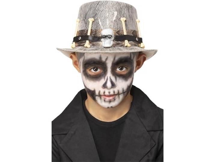 Smiffys Kinderen Grijs Voodoo Verontruste Top Hoed, Halloween Kind Fancy Dress, Voodoo Vrouw Aankleden Hoeden
