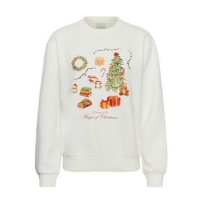 Strickpullover KAFFE "KAFFE Sweatshirt KAalice", Damen, Gr. S, weiß (whisper weiß), Pullover Strickpullover