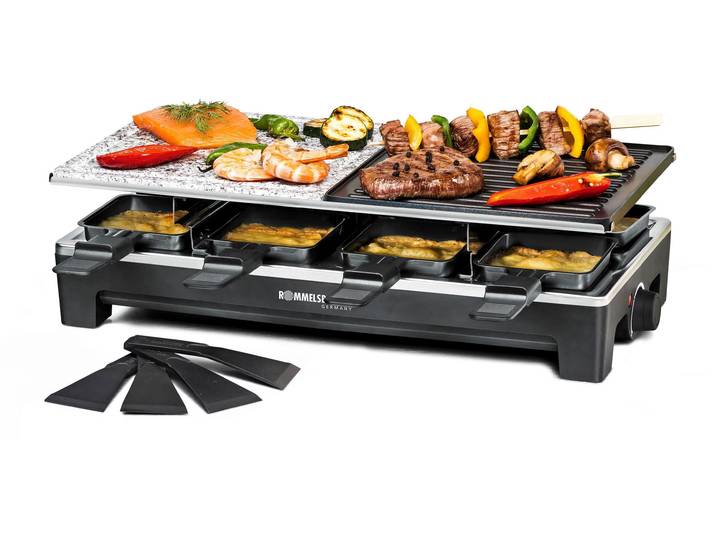ROMMELSBACHER Raclette RCS 1350 , grau (schwarz, edelstahlfarben), B:23,5cm H:13,5cm T:48cm, Raclettes, Raclette