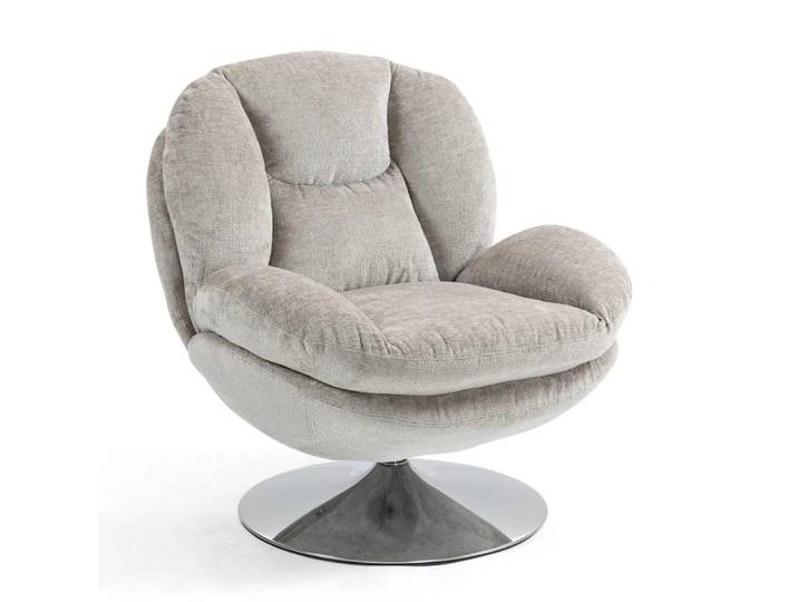 Fauteuil rotatif en velours taupe clair