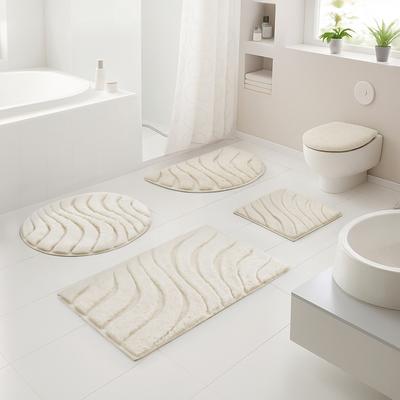 Badematte OTTO HOME "Levii, Badvorleger, Badezimmer Teppich, sehr weich", beige (creme), H:20mm, Polyester, Badematten, Badematte, Hoch-Tief-Effekt, weiche Haptik, Made in Europe