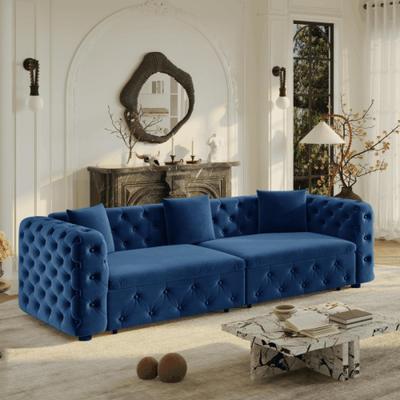 Loedds 89-Inch Velvet 3-in-1 Pull-Out Sleeper Sofa with Tufted Design and 3 Pillows