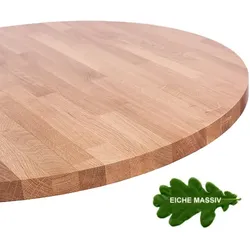 pemora Tischplatte Gastronomie Eiche massiv  Ø 70 cm - 26 mm stark