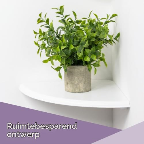 Anika Zwevende hoekplank, witte MDF-afwerking, B: 28,5 cm x D: 28,5 cm