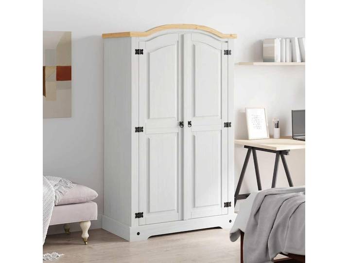 vidaXL Kleiderschrank Mexiko-Stil Kiefernholz 2 Türen Weiß