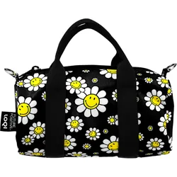 LOQI Weekender Artist Smiley Flowers S Tasche, schwarz, recycelt