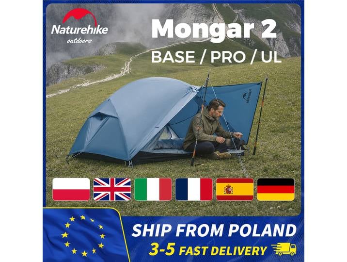 Tente Naturehike Mongar BASE/UL/PRO pour 2 personnes, tente de voyage en plein air, imperméable, ultralégère, abri pour la randonnée, le camping