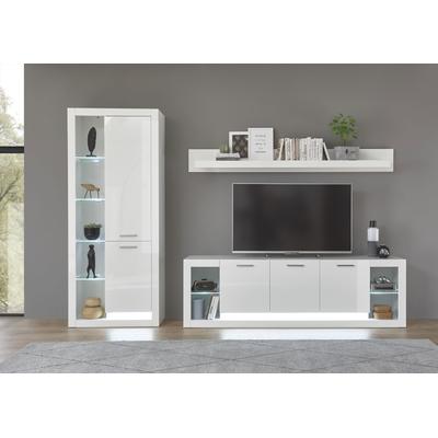 Wohnwand HOME AFFAIRE "Meran", weiß, B:298cm H:196cm T:43cm, Holzwerkstoff, Kastenmöbel-Sets, Wohnwand